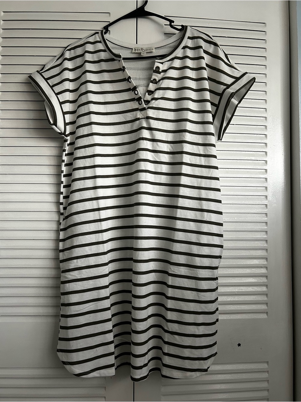 Fred David White Top with Black Stripes